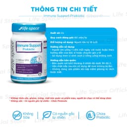 Thumbnail Men vi sinh Life Space Immune Support tăng cường đề kháng, bổ sung lợi khuẩn, vitamin C, kẽm lọ 60 viên Prebiotic 3