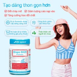 Thumbnail Men vi sinh Life Space Shape B420 Probiotic 60 viên hỗ trợ giảm cân, đốt mỡ,cải thiện tiêu hóa và giảm táo bón Prebiotic 2