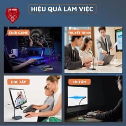 Thumbnail Micro Máy Tính, Laptop Ziyou MK10 LED RGB Thu Âm Chống Nhiễu Kết Nối Jack USB Hoặc 3.5mm Dùng Live Stream, Học Online 3