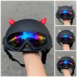 Thumbnail Mũ bảo hiểm 1/2 kính UV kèm sừng tiểu quỷ,nón bảo hiểm phượt nửa đầu - Hàng cao cấp JA - VIVA, giá rẻ - Combo 3 sản phẩm 2