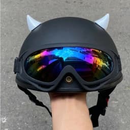 Thumbnail Mũ bảo hiểm 1/2 kính UV kèm sừng tiểu quỷ,nón bảo hiểm phượt nửa đầu - Hàng cao cấp JA - VIVA, giá rẻ - Combo 3 sản phẩm 3