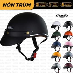 Thumbnail Mũ bảo hiểm 1/2 Rona hali viền bạc chính hãng kèm lưỡi trai đen - Nón Trùm 1