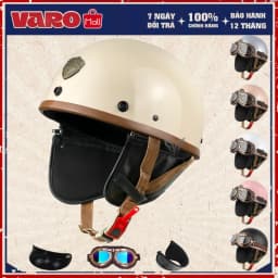 Thumbnail Mũ Bảo Hiểm 1/2 VARO PUG Version Harley có ốp da - Chính Hãng- Nón Bảo Hiểm Nữa Đầu Varo Nhiều Màu 1