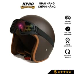 Thumbnail Mũ bảo hiểm 3/4 đầu Sundy Helmets, màu nâu caffee sang trọng, hiện đại, kèm kính UV, phi công, Freesize (54-58cm) 4