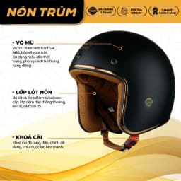Thumbnail Mũ bảo hiểm 3/4 Royce Xh15 có lớp lót tháo lắp dễ dàng đi xe máy cho nam và nữ tại Nón Trùm 4