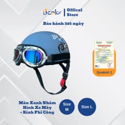 Thumbnail Mũ Bảo Hiểm B'color Loại Nửa Đầu Họa Tiết Hình Xe Máy Kèm Kính Thời Trang 1
