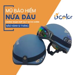 Thumbnail Mũ Bảo Hiểm B'color Loại Nửa Đầu Họa Tiết Hình Xe Máy Kèm Kính Thời Trang 2