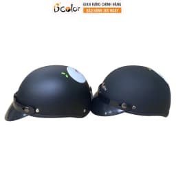 Thumbnail Mũ Bảo Hiểm B'color Loại Nửa Đầu Màu Đen Họa Tiết Kèm Lưỡi Trai 3