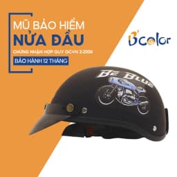 Thumbnail Mũ Bảo Hiểm B'COLOR Loại Nửa Đầu Kèm Lưỡi Trai Màu Đen Họa Tiết Hình Xe Máy 1