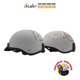 Thumbnail Mũ Bảo Hiểm B'color Nửa Đầu Kèm Lưỡi Trai Màu Trắng Họa tiết Cặp Đôi 4