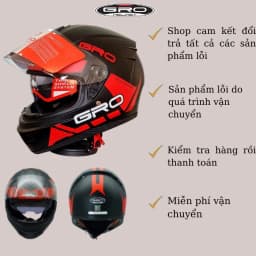 Thumbnail mũ bảo hiểm full face 2 kính liền hàm GRO HELMET ST26 chính hãng chắn gió dành cho dân chuyên phượt 2