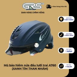 Thumbnail Mũ bảo hiểm không kính GRS A760T (xanh tím than nhám) 1