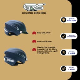 Thumbnail Mũ bảo hiểm không kính GRS A760T (xanh tím than nhám) 3