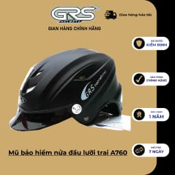Thumbnail Mũ bảo hiểm không kính GRS A760T (màu đen nhám) 1