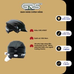Thumbnail Mũ bảo hiểm không kính GRS A760T (màu đen nhám) 3