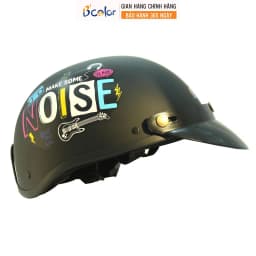 Thumbnail Mũ Bảo Hiểm Màu Đen Có Chữ Noise Loại Nửa Đầu Kèm Lười Trai B'COLOR 1