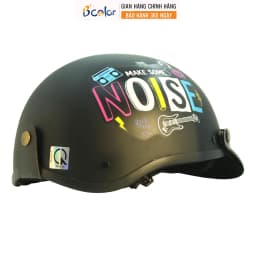 Thumbnail Mũ Bảo Hiểm Màu Đen Có Chữ Noise Loại Nửa Đầu Kèm Lười Trai B'COLOR 2