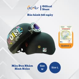 Thumbnail Mũ Bảo Hiểm Màu Đen Có Chữ Noise Loại Nửa Đầu Kèm Kính Thời Trang B'COLOR 1