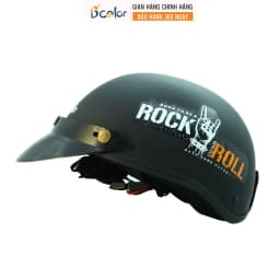 Thumbnail Mũ Bảo Hiểm Màu Đen Có Chữ Rock Roll Loại Nửa Đầu Kèm Lười Trai B'COLOR 3