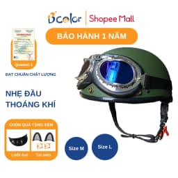Thumbnail Mũ Bảo Hiểm Màu Xanh Rêu Nhám Hàng Chính Hãng B'color 1