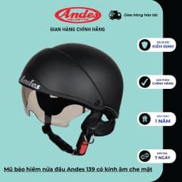 Thumbnail Mũ bảo Hiểm nửa đầu  ANDES 139 hàng chính hãng có kính ẩn - Tháo Được Lót/Giấu Kính- nhiều màu 1