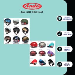 Thumbnail Mũ bảo Hiểm nửa đầu  ANDES 139 hàng chính hãng có kính ẩn - Tháo Được Lót/Giấu Kính- nhiều màu 2