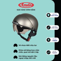Thumbnail Mũ bảo Hiểm nửa đầu  ANDES 139 hàng chính hãng có kính ẩn - Tháo Được Lót/Giấu Kính- nhiều màu 3