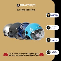 Thumbnail Mũ bảo hiểm nửa đầu  có kính Sunda 136 chính hãng mẫu mới nhiều màu 4