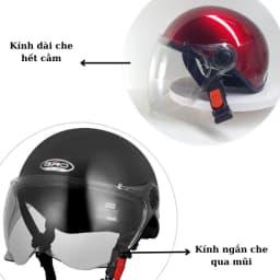 Thumbnail Mũ bảo hiểm nửa đầu có kính GRO HELMET chính hãng bảo hành 12 tháng 3