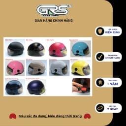 Thumbnail Mũ bảo hiểm nửa đâu GRS A08K size nhỏ - dành cho người trưởng thành có vòng đầu nhỏ 2