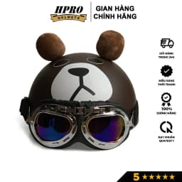 Thumbnail Mũ bảo hiểm nửa đầu họa tiết gấu có tai cá tính Sundy Helmet Freeside ( 54-58cm) kèm kính Phi Công UV 3