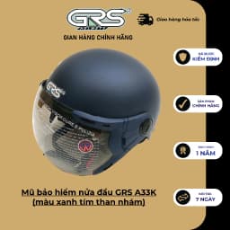 Thumbnail Mũ bảo hiểm nửa đầu kèm kính GRS A33K - màu xanh tím than nhám 1