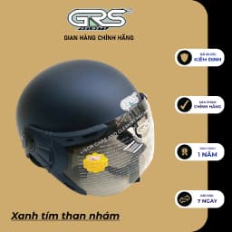 Thumbnail Mũ bảo hiểm nửa đầu kèm kính GRS A33K - màu xanh tím than nhám 2