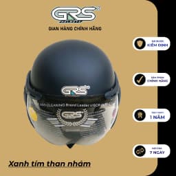 Thumbnail Mũ bảo hiểm nửa đầu kèm kính GRS A33K - màu xanh tím than nhám 3