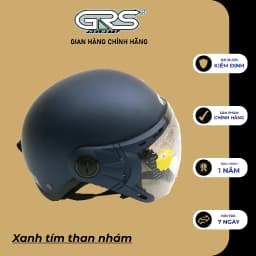 Thumbnail Mũ bảo hiểm nửa đầu kèm kính GRS A33K - màu xanh tím than nhám 4