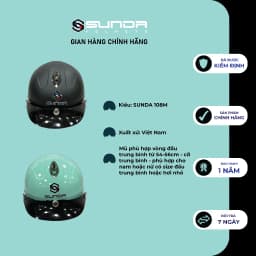 Thumbnail Mũ bảo hiểm nửa đầu lưỡi trai SUNDA 108M 2