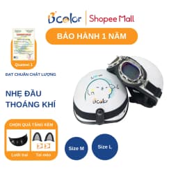 Thumbnail Mũ Bảo Hiểm Nửa Đầu Màu Trắng Họa Tiết Kèm Kính Thời Trang Chính Hãng B'COLOR 1
