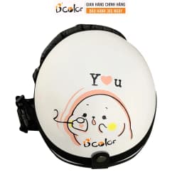 Thumbnail Mũ Bảo Hiểm Nửa Đầu Màu Trắng Họa Tiết Kèm Kính Thời Trang Chính Hãng B'COLOR 3