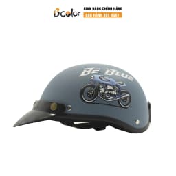 Thumbnail Mũ Bảo Hiểm Nửa Đầu Màu Xanh Họa Tiết Hình Xe Máy Kèm Lưỡi Trai Chính Hãng B'COLOR 3