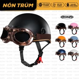 Thumbnail Mũ bảo hiểm nửa đầu RONA haly luxury kèm kính phi công đồng chính hãng freeship bảo hành 12 tháng 1