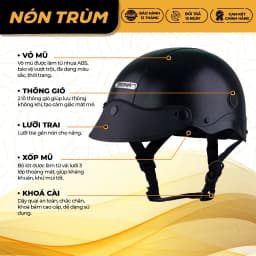 Thumbnail Mũ bảo hiểm nửa đầu Rona R5 freesize có thông gió, bảo hành 12 tháng 4