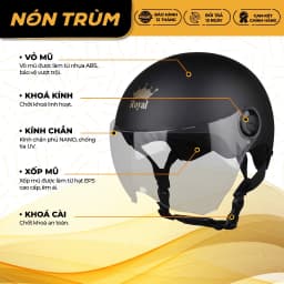 Thumbnail Mũ bảo hiểm nửa đầu Royal M162K có kính chắn che mặt đi xe máy chính hãng bảo hành 12 tháng 4