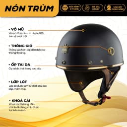 Thumbnail Mũ bảo hiểm nửa đầu Royal M379 có đệm cổ kèm kính phi công đi xe máy 1