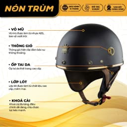 Thumbnail Mũ bảo hiểm nửa đầu Royal M379 có đệm cổ chính hãng cho nam nữ đi xe máy 4