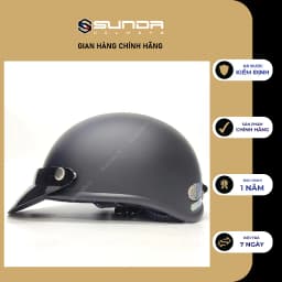 Thumbnail Mũ bảo hiểm nửa đầu SUNDA 136 Halya kèm kính phi công - Đen nhám 4