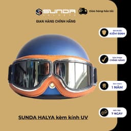 Thumbnail Mũ bảo hiểm nửa đầu SUNDA HALYA kèm kính phi công viền da cao cấp 1