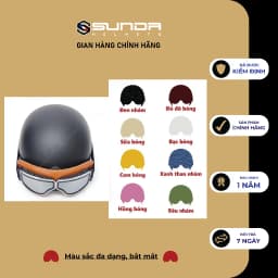 Thumbnail Mũ bảo hiểm nửa đầu SUNDA HALYA kèm kính phi công viền da cao cấp 2