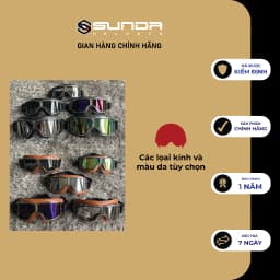 Thumbnail Mũ bảo hiểm nửa đầu SUNDA HALYA kèm kính phi công viền da cao cấp 4