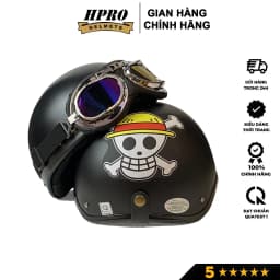 Thumbnail Mũ bảo hiểm nửa đầu Sundy Helmet, họa tiết One Piece , cá tính, an toàn, kèm kính phi công, uv, freesize(55-59cm) 1