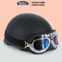 Thumbnail Mũ bảo hiểm nửa đầu thời trang, cao cấp GRO nhiều màu, kèm kính UV, phi công freesize 55-61cm 1